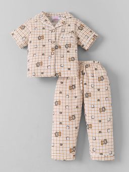 Hopscotch - Beige Checks Shirt with Pyjama