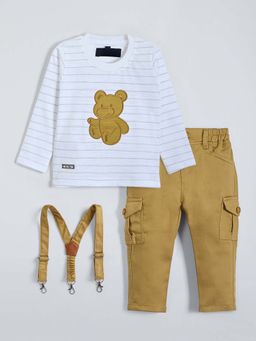 Hopscotch - Brown Sweatshirt with Pant & Suspendors