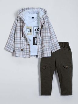 Hopscotch - Green Cotton Shirt with T-shirt & Pant