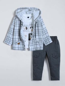 Hopscotch - Black Cotton Shirt with T-shirt & Pant