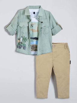 Hopscotch - Green Shirt with T-shirt & Pant