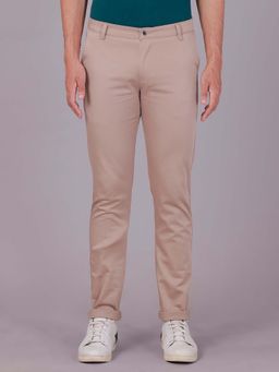 Classic Polo - Men Light Beige Solid Cotton Blend Trouser