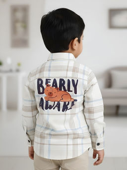 Polka Tots - Kids Cotton Full Sleeve Checks Print Shirt - Beige