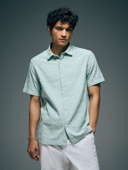 Flying Machine - Green Pure Cotton Original Dobby Shirt