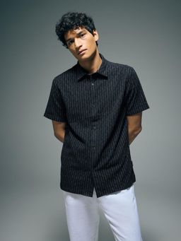 Flying Machine - Black Pure Cotton Original Dobby Shirt