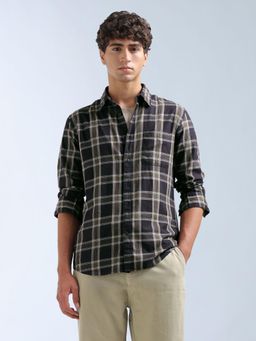 Flying Machine - Navy Blue Windowpane Checked Originals Shirt