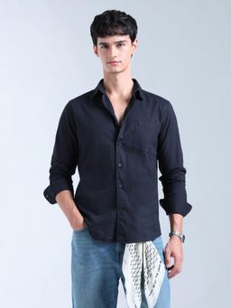 Flying Machine - Navy Blue Pure Cotton Slim Fit Original Shirt