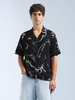 Flying Machine - Black Printed Relaxed Fit Shirt