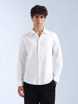 Flying Machine - White Solid Slim Fit Shirt