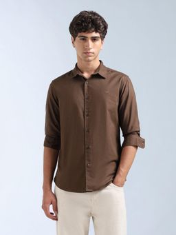 Flying Machine - Brown Solid Slim Fit Shirt