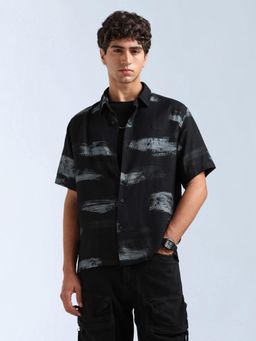 Flying Machine - Black Printed Relaxed Fit Shirt