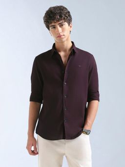 Flying Machine - Purple Slim Fit Pure Cotton Shirt