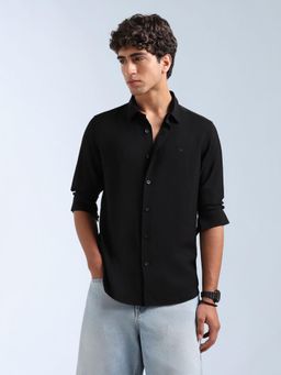 Flying Machine - Black Solid Slim Fit Shirt