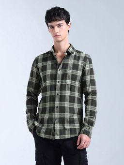 Flying Machine - Green Plaid Checked Dobby Original Shirt