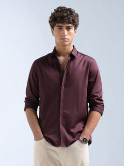 Flying Machine - Purple Satin Slim Fit Shirt