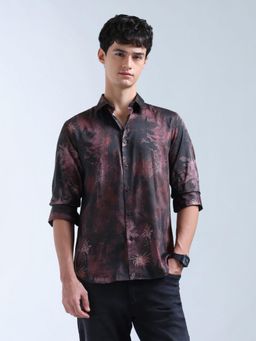 Flying Machine - Red All Over Printed Satin Original Shirt