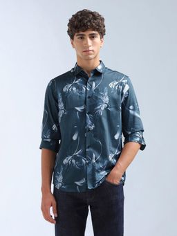 Flying Machine - Blue Floral Printed Slim Fit Shirt