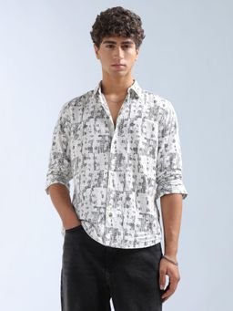 Flying Machine - Grey Printed Slim Fit Shirt