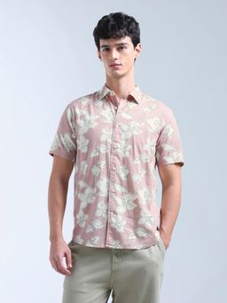 Flying Machine - Pink Floral Printed Relaxed Fit Original Shirt