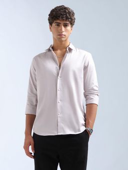 Flying Machine - White Satin Slim Fit Shirt