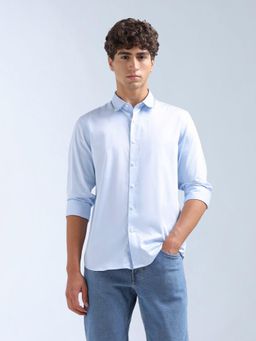 Flying Machine - Blue Satin Slim Fit Shirt