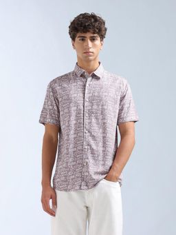 Flying Machine - Pink All Over Printed Relaxed Fit Shirt