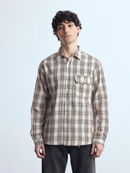 Flying Machine - Grey Tartan Checked Relaxed Fit Shirt