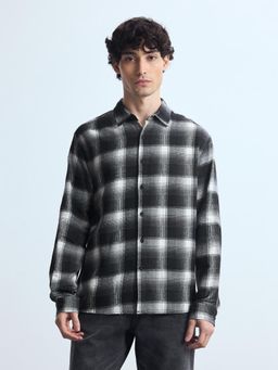 Flying Machine - Black Buffalo Checked Relaxed Fit Shirt