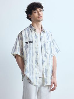 Flying Machine - Blue All Over Printed Relaxed Fit Shirt