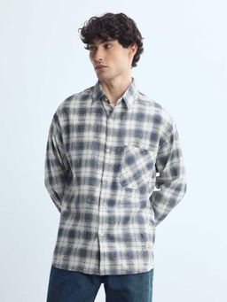 Flying Machine - Blue Tartan Checked Relaxed Fit Shirt