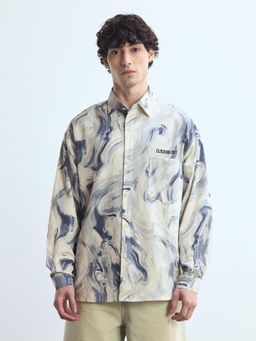 Flying Machine - Blue Printed Relaxed Fit Shirt