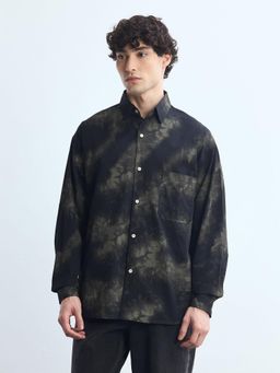 Flying Machine - Navy Blue All Over Tie Dyed Relaxed Fit Shirt