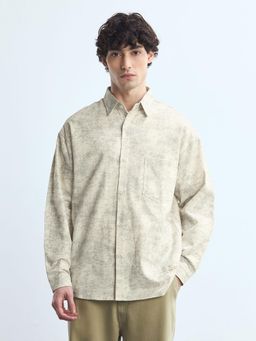 Flying Machine - Beige All Over Printed Relaxed Fit Shirt