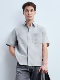 Flying Machine - Grey Relaxed Fit Textured Shirt