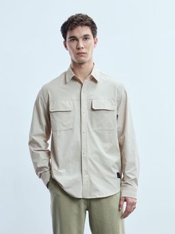 Flying Machine - Beige Textured Relaxed Fit Shirt