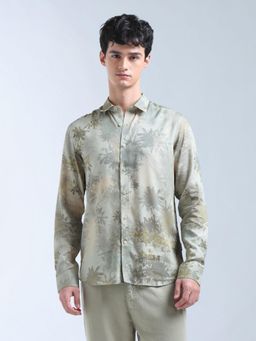 Flying Machine - Green Tropical Printed Original Shirt