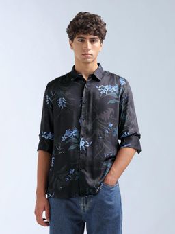 Flying Machine - Black Floral Printed Original Shirt