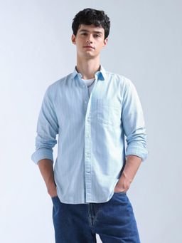 Flying Machine - Blue Vertical Striped Original Shirt