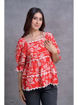 PEPPINOS - Orange Floral Print Top