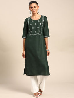 Gerua By Libas - Green Yoke Design Cotton Kurta