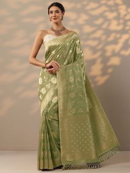 Libas - Green Woven Design Saree with Unstitched Blouse