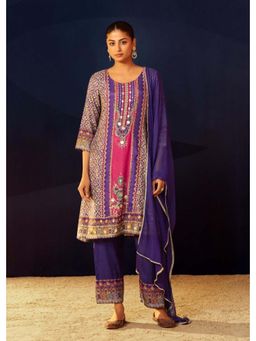 Autumnlane - Aster Periwinkle Full Work Kurta with Pant and Dupatta