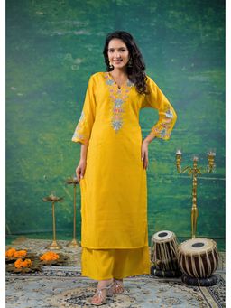 Autumnlane - Ivy Amber Embroidered Kurta with Palazzo