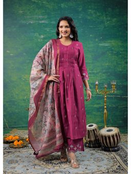 Autumnlane - Ivy Grape Work Kurta with Palazzo and Dupatta