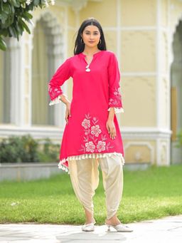 Autumnlane - Kara Cameo Embroidery Kurta with Dhoti