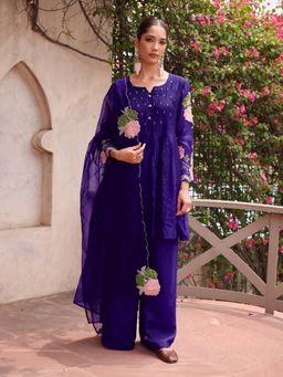 Autumnlane - Sangini Tyrian Embroidery Work Kurta with Palazzo and Dupatta