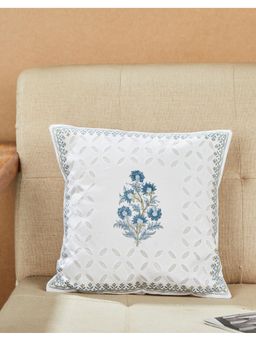 Fabindia - White Cotton Embroidered Cushion Cover (12X12 Inches)