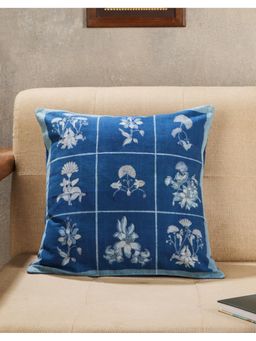 Fabindia - Indigo Nayantara Dabu Printed Cotton Cushion Cover (16X16 Inches)