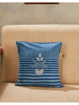 Fabindia - Indigo Nayantara Dabu Printed Cotton Cushion Cover (12X12 Inches)