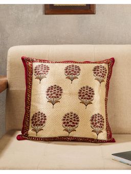 Fabindia - Red Bagru Printed Viscose Cotton Cushion Cover (16X16 Inches)